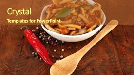  Presentation with mushrooms - Beautiful theme featuring mushrooms in bowl on wooden backdrop and a  colored foreground