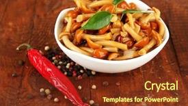  Presentation with rustic wood wooden frame - Slides with mushrooms in bowl on wooden background and a  colored foreground