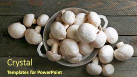  Presentation with mushrooms - Slide set enhanced with mushrooms-in-bowl-on-wooden background and a tawny brown colored foreground