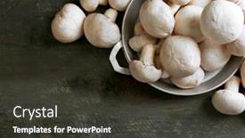 Presentation with mushrooms - Slide set enhanced with mushrooms-in-bowl-on-wooden background and a dark gray colored foreground
