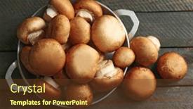  Presentation with mushrooms - Slide deck with mushrooms-in-bowl-on-wooden background and a tawny brown colored foreground