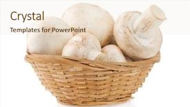  Presentation with wicker - Beautiful theme featuring mushrooms in wicker basket isolated backdrop and a  colored foreground