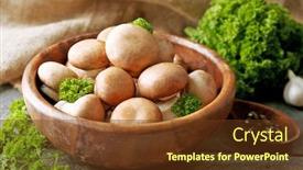  Presentation with mushrooms - Colorful presentation theme enhanced with mushrooms-in-wooden-bowl backdrop and a tawny brown colored foreground