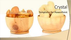  Presentation with flowers on white wooden - Theme featuring mushrooms in wooden bowls isolated background and a  colored foreground