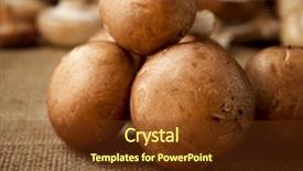  Presentation with tablecloth - Beautiful PPT theme featuring mushrooms on a natural tablecloth backdrop and a tawny brown colored foreground