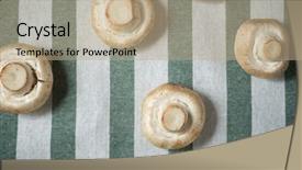  Presentation with tablecloth - PPT theme enhanced with mushrooms on a striped tablecloth background and a  colored foreground