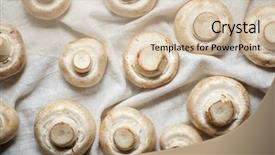  Presentation with tablecloth for the menu - Beautiful PPT theme featuring mushrooms on a white tablecloth backdrop and a soft green colored foreground