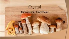  Presentation with healthy soup - Amazing slide deck having mushrooms-on-a-wooden-background backdrop and a coral colored foreground