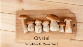  Presentation with healthy soup - Beautiful PPT layouts featuring mushrooms-on-a-wooden-background backdrop and a lemonade colored foreground