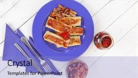  Presentation with blue food - Amazing slide set having mushrooms served on blue plate backdrop and a  colored foreground