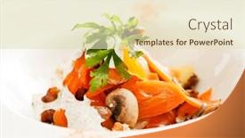  Presentation with mushrooms - Theme having mushrooms-with-carrot-and-potatoes background and a soft green colored foreground