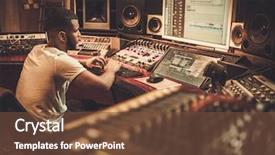  Presentation with american music - Slide set featuring music - african american sound engineer working background and a tawny brown colored foreground
