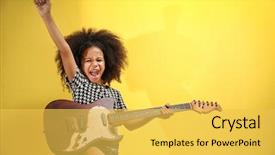  Presentation with afro - PPT theme having music - afro-american little girl with curly background and a yellow colored foreground