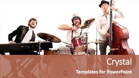  Presentation with music instruments - Cool new slide deck with music - band of musicians with instruments backdrop and a red colored foreground
