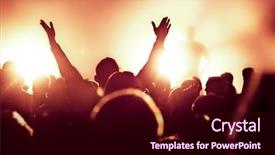  Presentation with concert - Amazing PPT theme having music - cheering crowd at concert backdrop and a wine colored foreground