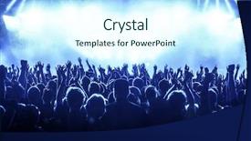  Presentation with rock music - PPT theme featuring music - cheering crowd at rock concert background and a cool aqua colored foreground