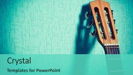  Presentation with classical music - Presentation theme featuring music - classical guitar on wallpaper background background and a seafoam green colored foreground