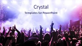  Presentation with rock music - Amazing PPT theme having music - concert crowd at rock concert backdrop and a sky blue colored foreground