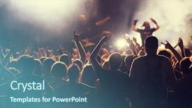  Presentation with stage lights - Slides consisting of music - crowd at concert - cheering background and a ocean colored foreground