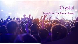  Presentation with stage lights - Audience pleasing slide set consisting of music - crowd at concert - cheering backdrop and a sky blue colored foreground