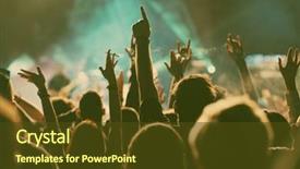  Presentation with crowd - Presentation theme consisting of music - crowd at concert - retro background and a tawny brown colored foreground