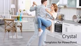  Presentation with dancing - Beautiful theme featuring music - cute young couple dancing backdrop and a light gray colored foreground