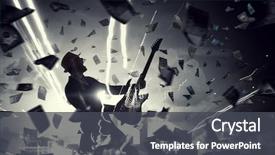  Presentation with elegant - Audience pleasing theme consisting of music - elegant guitarist silhouette mixed media backdrop and a dark gray colored foreground