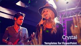  Presentation with singer - Amazing PPT theme having music - flying colours against singer backdrop and a navy blue colored foreground