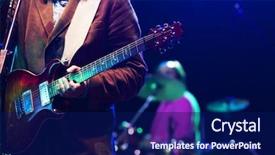  Presentation with stage - PPT layouts having music - guitarist on stage background and a navy blue colored foreground