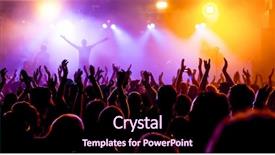 Presentation with stage lights - Colorful presentation theme enhanced with music - silhouettes of concert crowd backdrop and a wine colored foreground