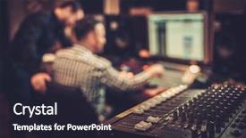  Presentation with recording - Slide deck enhanced with music - sound engineer and producer working background and a wine colored foreground