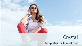  Presentation with teenage girl - Beautiful slide deck featuring summer holidays and teenage concept backdrop and a sky blue colored foreground