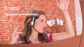  Presentation with dance beautiful couple dancing ballroom - Colorful presentation enhanced with music album - brunette dancing wearing headphones backdrop and a coral colored foreground