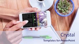  Presentation with feminine - Amazing slide set having music app against overhead backdrop and a sky blue colored foreground