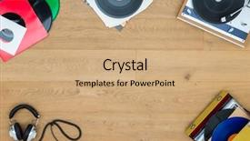  Presentation with records management - Slide set consisting of music arrangement - directly above shot of records background and a coral colored foreground