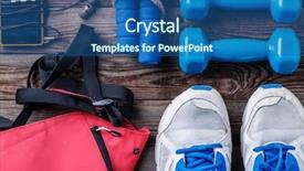  Presentation with sports shoes - Presentation design consisting of music arrangement - shoes and sports equipment background and a ocean colored foreground