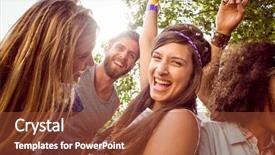  Presentation with festival music - Presentation theme having music at a music festival background and a tawny brown colored foreground