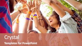  Presentation with festival music - PPT theme featuring music at a music festival background and a coral colored foreground