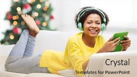  Presentation with computer music - Beautiful presentation featuring music at home over christmas backdrop and a yellow colored foreground