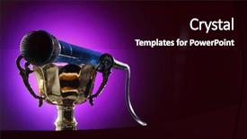  Presentation with trophy - Audience pleasing slide deck consisting of golden trophy and microphone backdrop and a black colored foreground