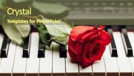  Presentation with piano - Cool new PPT layouts with electronic award - piano keys and red rose backdrop and a gray colored foreground