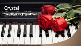  Presentation with award - Cool new PPT theme with electronic award - piano keys and red roses backdrop and a wine colored foreground