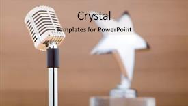  Presentation with star award - Audience pleasing slide set consisting of star award against wooden background backdrop and a coral colored foreground