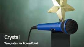  Presentation with star trophy - Amazing PPT layouts having speech contest - star shape trophy and microphone backdrop and a dark gray colored foreground