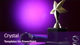  Presentation with star trophy - Slide deck with star shape trophy and microphone background and a violet colored foreground