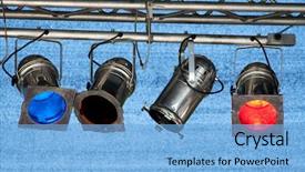  Presentation with stage lights - Colorful slide deck enhanced with structures of stage illumination lights backdrop and a light blue colored foreground