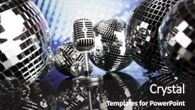  Presentation with disco balls - Beautiful PPT theme featuring music background microphone and disco backdrop and a  colored foreground