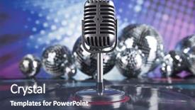  Presentation with disco balls - Colorful presentation design enhanced with music background microphone and disco backdrop and a  colored foreground