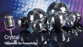 Presentation with disco balls - PPT theme enhanced with music background microphone and disco background and a  colored foreground