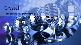  Presentation with disco balls - Slide set featuring music background microphone and disco background and a  colored foreground